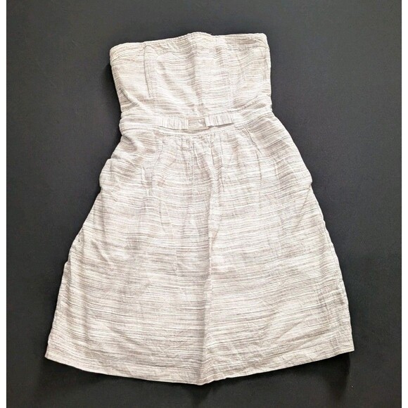 Banana Republic Dresses & Skirts - Banana Republic Strapless Dress Striped White Beige Size 8 Linen Y2K Mini Belt